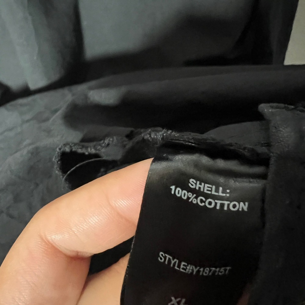 Pomander Place Dress Women's XL Black 100% Cotton Long Sleeve Pockets - Picture 6 of 8